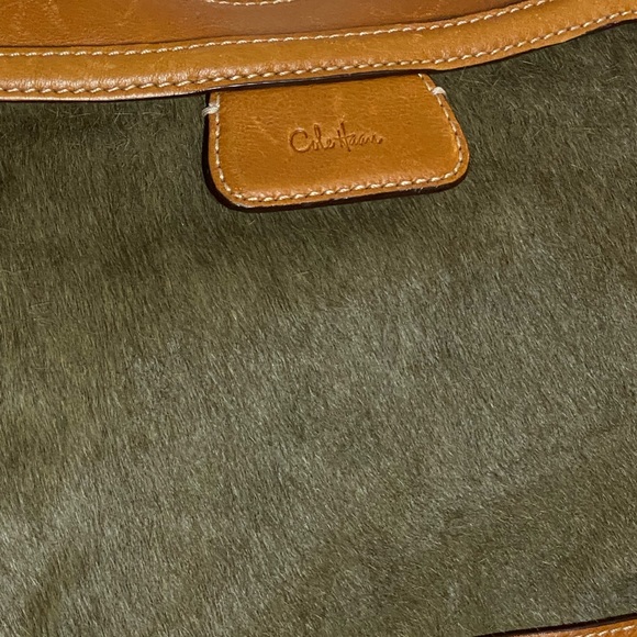 Cole Haan Brown Leather Calf Hair Handbag Purse Flaw shoulder bag - Picture 4 of 14